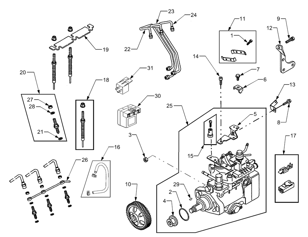 Fuel Injection System Diagram and Parts List for 7304 54AD741100-54AT741100-54BD741100-54BT741100 Cub Cadet Lawn Tractor